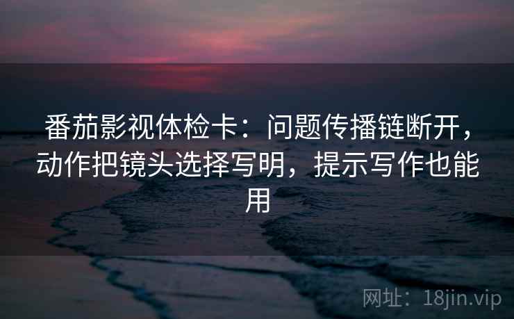 番茄影视体检卡：问题传播链断开，动作把镜头选择写明，提示写作也能用