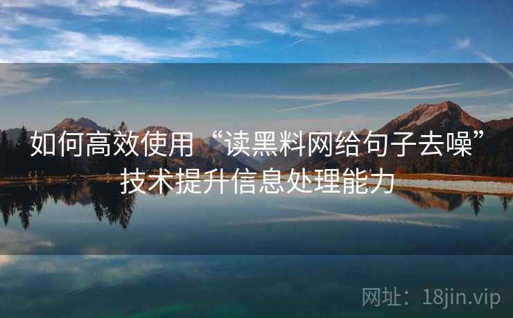 如何高效使用“读黑料网给句子去噪”技术提升信息处理能力