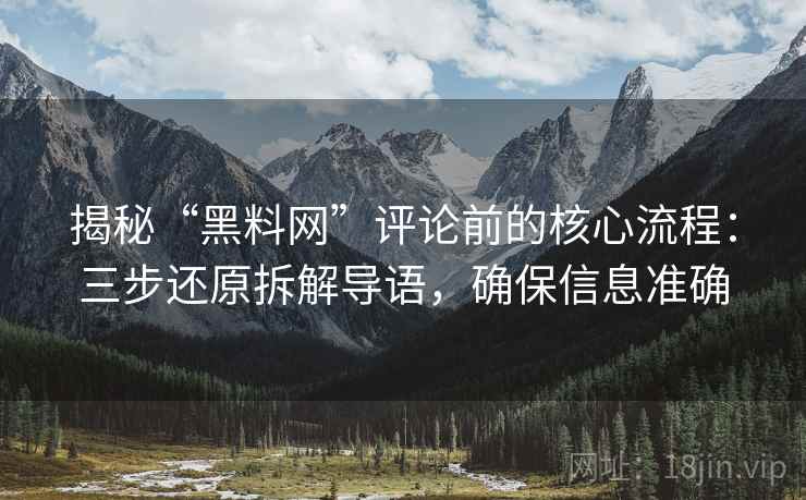 揭秘“黑料网”评论前的核心流程：三步还原拆解导语，确保信息准确
