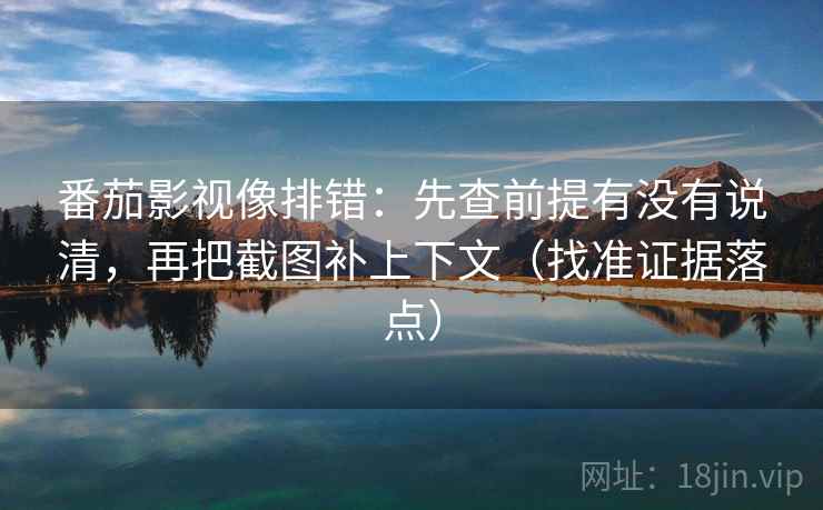 番茄影视像排错：先查前提有没有说清，再把截图补上下文（找准证据落点）
