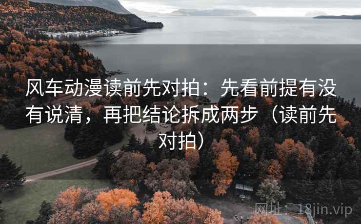 风车动漫读前先对拍:先看前提有没有说清,再把结论拆成两步(读前先对拍)